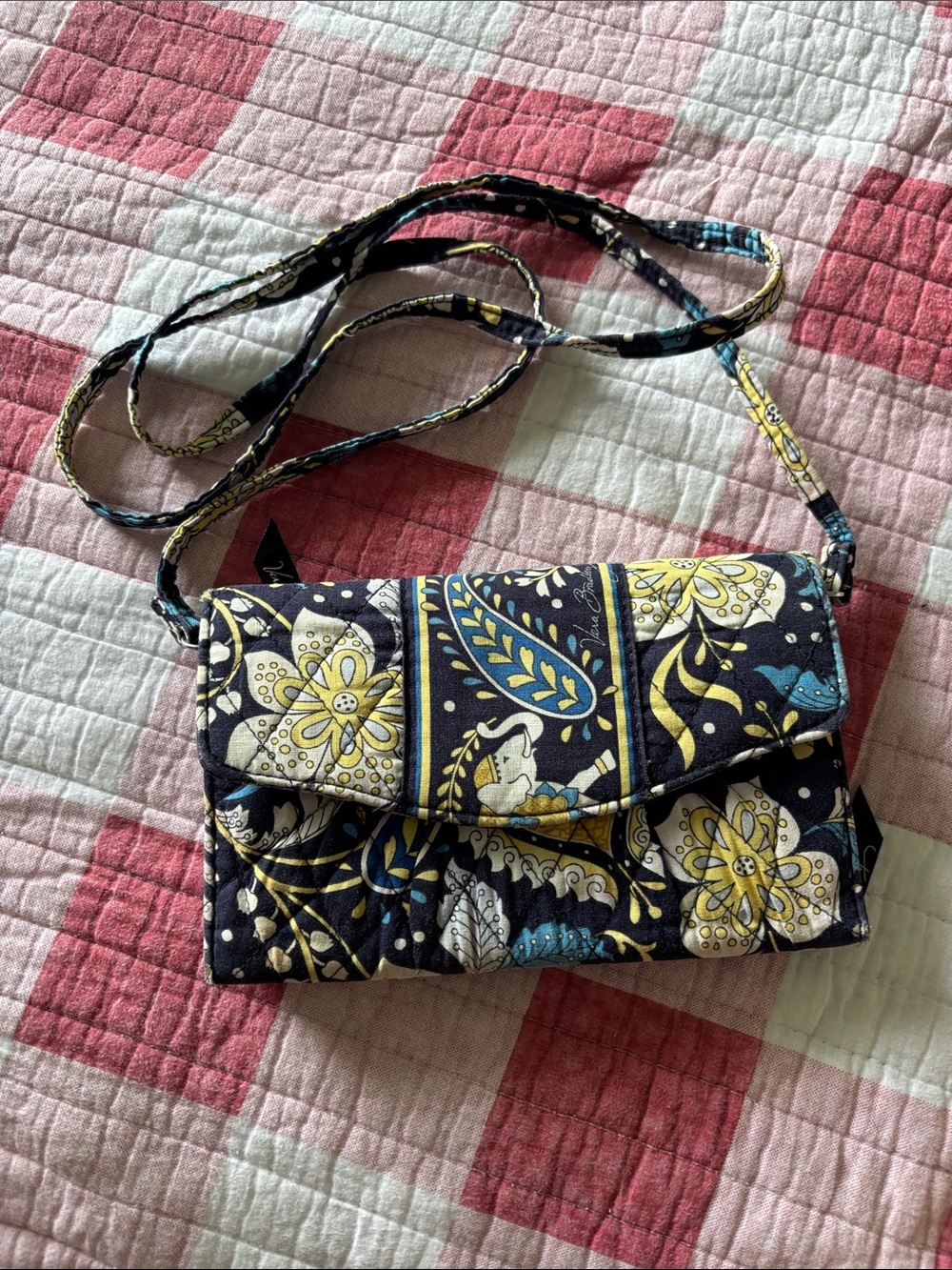 Vera Bradley Navy, Yellow & White Floral Quilted Crossbody